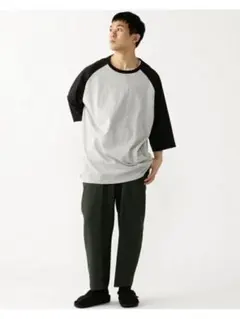 BEAMS ルーズ ベースボール Tシャツ　グレー×ブラック Mのサムネイル