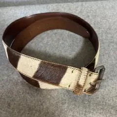 vintage ハラコ　ベルト　ゼブラ　レザー