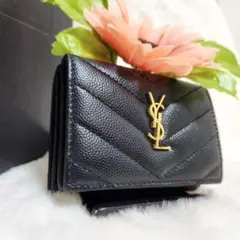 ✨極美品現行✨サンローラン三つ折りカサンドラタイニーオリガミシボ革