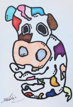 『ウシ？』原画(2)手描きイラスト。マーカー画。オリジナル。１点物。