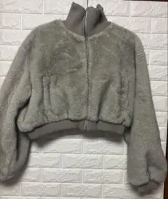 グレー フリース ボアジャケット