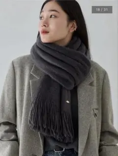 ［新品］crewre マフラー　チャコールグレー カシミヤマフラー チャコールグレー | クルーズ・インターナショナル