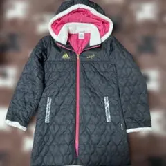 adidas キルティングコート 黒/ピンク140サイズ