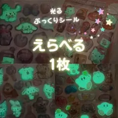 光る☆ 蓄光ぷっくりシール 選べる1枚 4種類
