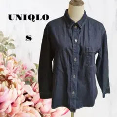 UNIQLO【S】デニムシャツジャケット♡青濃いめ♡長袖