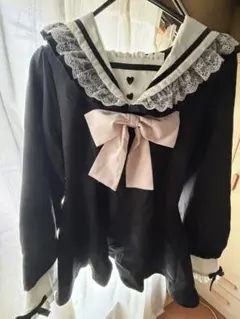 DearMyLoveセーラー襟リボン付き黒セットアップ