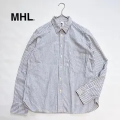 MHL.エムエイチエル コットン 長袖 ストライプシャツ ブラウス ナチュラルのサムネイル