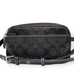 美品　COACH コーチ　ウェストバッグ　ボディバッグ　ブラック　シグネチャー
