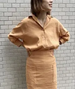 Spick & Span 麻ストレッチロングシャツ & Iラインスカート