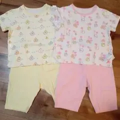 ユニクロ 90 パジャマ 半袖 セット売り すみっコぐらし ピンク イエロー