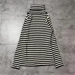 ボーダー ハイネック ニット L タイト