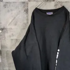 90s-00sヘインズ袖ロゴスウェット黒2XL古着ヴィンテージ　A55,16