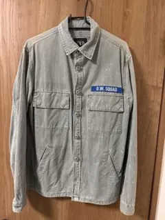 ZARA ザラ ウォッシュ加工 ペイント パッチワーク ミリタリージャケット S