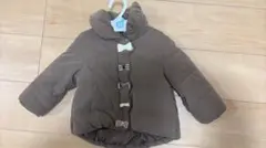 リボン付きデザインのブラウン中綿コート、サイズ80。