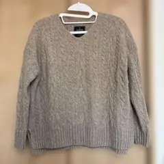 ドアーズ ハミルトンラムウール アラン柄ニット ケーブル　プルオーバー Vネック