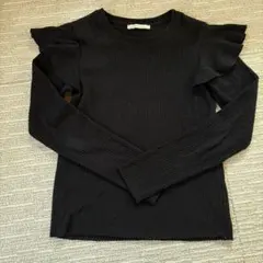 S ザラ　ZARA フリル襟ブラック 長袖 トップス ブラック　黒