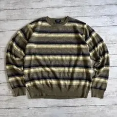 DOCKERS ボーダー柄 ニットセーター Lサイズ　ゆるダボビッグシルエット