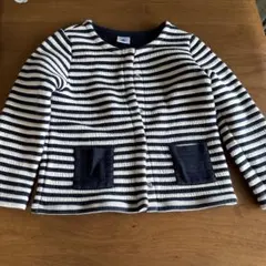 プチバトーストライプカーディガン 110cm ネイビー/ホワイト