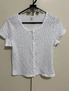 UNIQLO 花柄 ワッフル フルオープンミニT