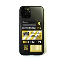 フライトチケット iPhone11 ケース XRもあり♪ イエロー LONDON