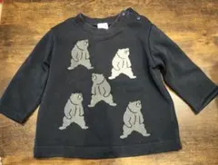 ハッカベビー　クマプリント トレーナー サイズ80 黒