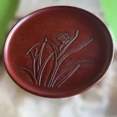 高級 鎌倉彫 花彫刻漆器盆 箱付き