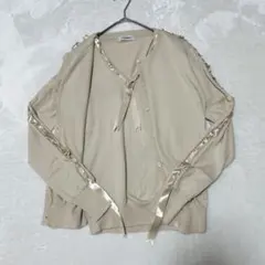 J.FERRY アンサンブル ベージュ サテンリボン 編み込み 半袖とカーデのサムネイル