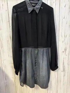 DIESEL ディーゼル デニム✕シフォン 長袖ワンピース ドッキングのサムネイル