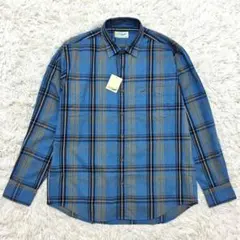 【新品未使用】クロコダイル シャツ 長袖 チェック ブルー メンズ Lのサムネイル