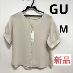 GU タックスリーブ ブラウス M ベージュ 新品
