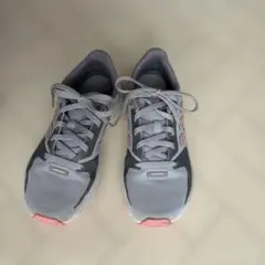 【adidas】スニーカー 21.5cm グレー×ピンク キッズ ジュニア