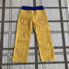 ミッキーマウス刺繍入りイエローパンツ
