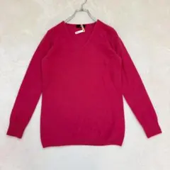 nn440 良品✨イネド カシミヤ100%長袖ニットカットソー Ｖネック 上品のサムネイル
