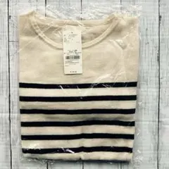 earth music&ecologyボーダーニットプルオーバーアイボリー S