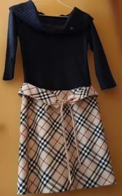 【BURBERRY BLUE LABEL】異素材ミックスワンピース