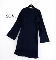 ダブルスタンダードクロージング sov. リブニット ワンピース　チュニック　黒