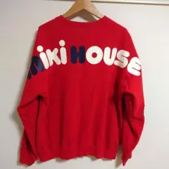 美品 日本製 ミキハウス バックビッグロゴ トレーナー 大人Mサイズ