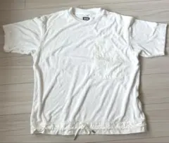 パイル地　胸ポケット　ウィメンズ　クルーネック　ホワイト