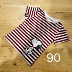 スヌーピー ボーダー柄半袖Tシャツ　サイズ90 赤のサムネイル