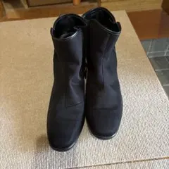 ブラックレインショートブーツ ジッパー付き