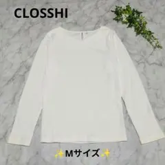 未使用✨️【CLOSSHI】ホワイトリブキーネック長袖トップス（Мサイズ）