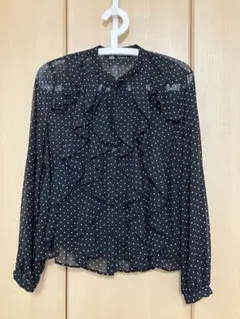 黒ドットフリル長袖ブラウス　ZARA ※説明必読※
