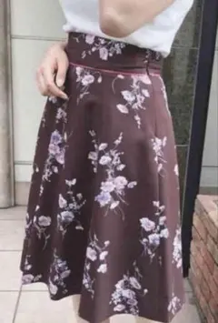 ミッシュマッシュ 花柄スカート M ブラウン MISCH MASCH