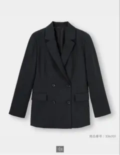 【新品】GU ジーユー ダブルブレスト テーラードジャケット S ブラック