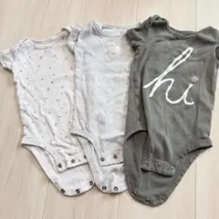 ボディスーツ 3点セット (星柄, 動物刺繍)