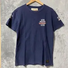 【L1276】 Alpha Industries コットンツイルTシャツ L 紺のサムネイル