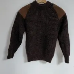 イングランド製 Niffi ニット セーター 　ブラウン　　肘パッチ付き