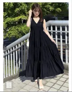 GRL Vネック ノースリーブ ティアード ワンピース k8975a