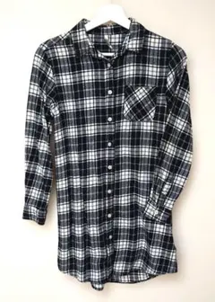 シャツ　チェック　チュニック　長袖