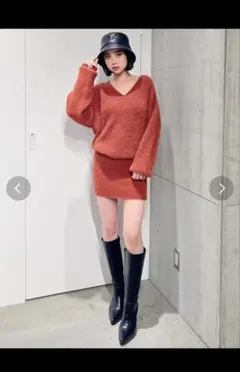 GYDA Vネック　シャギーニットワンピース